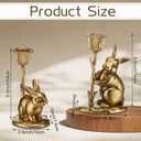 Havawish 2 Pcs Easter Bunny Taper Candle Holder Vintage Gold Bunny Decorations Rustic Candlesticks Pedestal Rabbit Centerpieces Decor for Easter Home Mantle Table