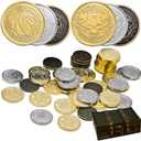 ACTIONDRAKE Metal Pirate Coins, 50 Pieces Lots of Toys Gold Coins for Board,for DND Props Accessories, Treasures and Treasure chests Fantasy Dragon Coinsfor RPG Tablelap