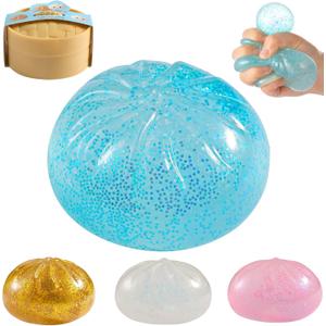 Glitter Dumpling Squishy, Viral Squishy Dumpling Mystery Box, Bao Bun Squeeze Toy,Stress Relief Fidget Toys (Blue)