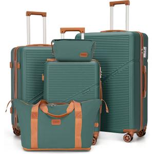 Cosbarn Luggage Sets, Durable 20,24,28 inch Suitcase Sets With Wheels | ABS Hardshell Sets Includes 20, 24&28inch Suitcase, Duffel, Toiletry Bags, TSA lock, Spinner Wheels,Checked Family Travel
