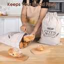 2 x 2 Pack Linen Bread Bag for Homemade Bread Container - Plastic Lined, 19.7 x 13.7 Inch Unbleached & Reusable Bread Storage for Bakery Baguette Picnic Wedding Wrapping Camping