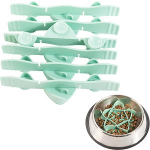 Silicone Dog Slow Feeder Bowl Insert with Suction Cups, Cuttable Food-Grade Lick Mat Divider Fits Stainless Steel Ceramic Glass Dog Bowls, Helps Slow Down Eating, Green
