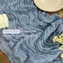 12Pack Dusty Blue Cheesecloth Table Runner 10Ft Gauze Table Runner Blue Cheese Cloth Table Runners Long Sheer Fabric Tablerunners for Wedding Party Bridal Shower Thanksgiving Christmas