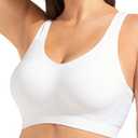 Truekind Bras for Women - Comfortable Wireless Support Bra, Seamless Full Coverage No Underwire Bra for Everyday Comfort (White, XXL)