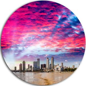 Designart New Orleans Building and Skyscrapers Modern Cityscape Large Metal Wall Art-Disc of 23, 23X23