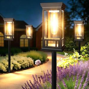 10 Pack Solar Pathway Lights Outdoor | Waterproof Taller Bright Solar Path Lights, Auto On/Off Solar Powered Garden Lights for Outside Landscape Path Yard Walkway Lawn Driveway Patio Lighting Decor