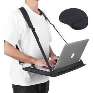 Laptop Harness - Wearable Laptop Stand for Up to 17" Laptops, Tablets & E-readers - Adjustable Straps, Includes Memory Foam Mouse Pad