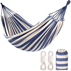 Camping Hammocks for Backyard Hanging Sturdy Garden Comfortable Fabric Hammock Indoor Tree Straps Up to 616lbs Weight Capacity with Travel Bag for Camping Portable Outdoor Patio (Blue)