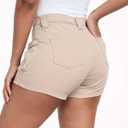 WAYRUNZ High Waist Cargo Shorts for Women (Beige)