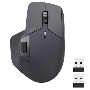 Rapoo MT760 MultiDevice Wireless Mouse, Bluetooth 5.0 and 2.4G MultiMode Connection, Up to 4 Devices, 11 Programmable Buttons, 4K DPI, 90 Days Battery Life, PC, Matte Black