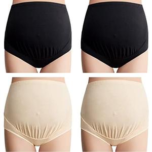 Mama Cotton Women's Over The Bump Maternity Panties High Waist Full Coverage Pregnancy Underwear Multi-Pack (S