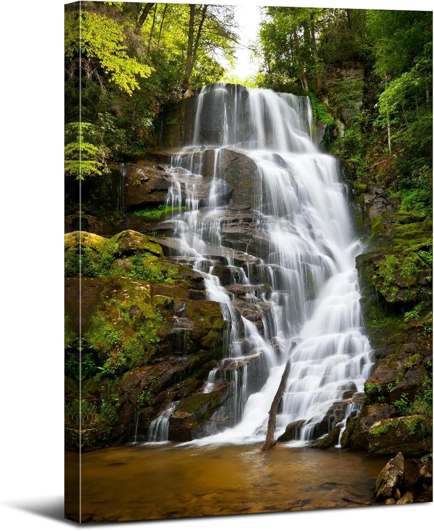 Nature Waterfall Wall Art Glacier National Park Forest Wall Decor Nature Reynolds Creek Falls Landscape Paintings Canvas Prints USA Montana Mountain Poster Artwork Living Room Home Decoration 12"L x 16"W, Nature17