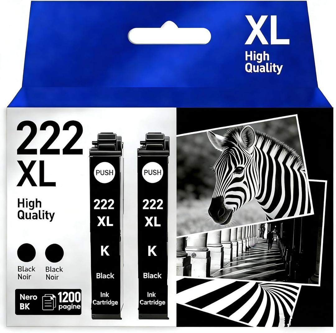222XL 222 Black Ink Cartridges Remanufactured Replacement for 222 XL 222XL T222 T222XL Ink Cartridges Combo Pack Works with Expression XP-5200 and Workforce WF-2960 Printers