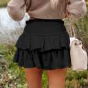 Flowy Shorts for Women Casual Boho Ruffle Tiered Skorts High Waist Mini Skirts Golf Tennis Going Out Trendy Shorts (Yellow, XL)