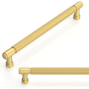 10 Pack Brushed Gold Knurled Cabinet Pulls 7.5 Inch(192mm) Kitchen Cabinet Handles Cabinet Hardware for Drawer Pulls