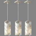 Brushed Nickel Pendant Lighting Modern Pendant Light, Mini Crystal Chandeliers, Adjustable Pendant Light Fixture for Kitchen Island Dinning Room Bedroom (3 Pack)