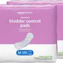 Amazon Basics Incontinence Pads for Women Long, Bladder Control, Postpartum, Moderate Absorbency, Unscented, 108 Count (2 Packs of 54)