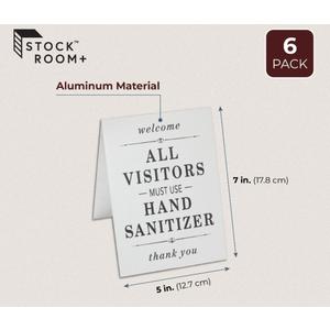 Stockroom Plus Double-Sided Metal Safety Signs, All Visitors Must Wash Hands (5x7 In) - 6 Pack