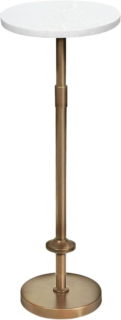 Martini Table Height Adjustable, Drink Tables for Small Spaces, Round Side Table, Tiny Side Tables for Living Room, Bedroom, Cocktail (White)