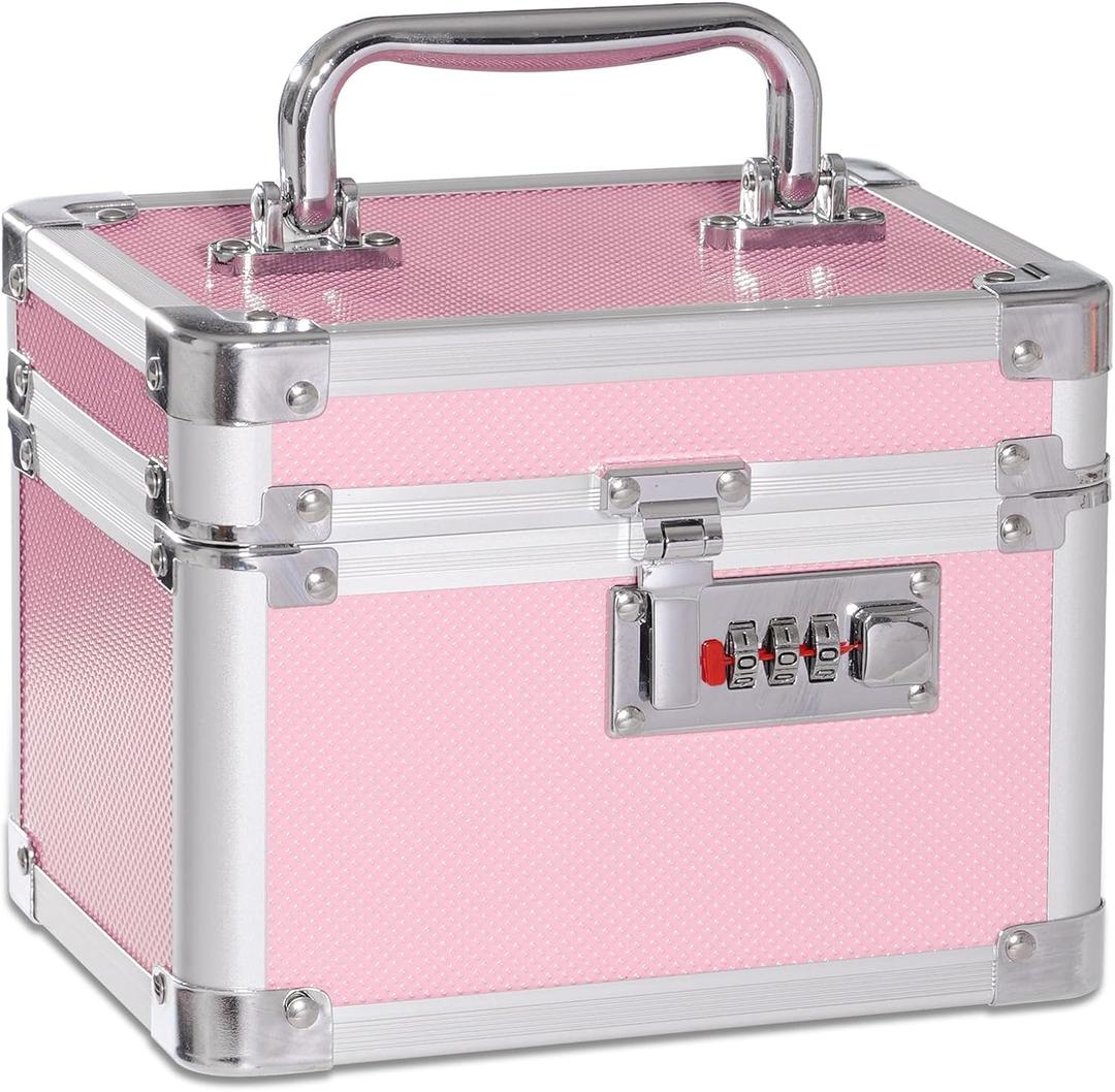 Small Medication Combination Lock Boxes with Code for Personal Items, Medicine Lockbox for Documents - 7.1 x 5.1 x 5.3 Inches Pink Small Medication Combination Lock Boxes with Code for Personal Items, Medicine Lockbox for Documents - 7.1 x 5.1 x 5.3 Inches Pink