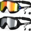 2 x 2 Pack Adult Swim Goggles, Frameless Anti-Fog UV Protection Swimming Goggles, Clear Vision Pool Goggles for Men Women