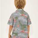 SSLR Big Boys Hawaiian Shirt, Kids Hawaiian Shirt, Flamingos Shirt Short Sleeve Luau Shirt for Kids (Gray, XL)