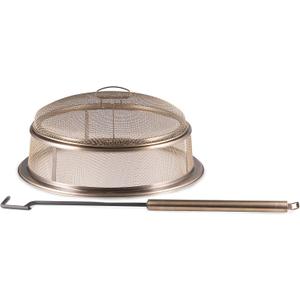 TIKI Reunion Fire Pit Screen & Poker Set  Outdoor Fire Pit Spark Protector & Ember Guard  Fire Poker Tool for Safe & Controlled Fires  Durable Metal Fire Pit Accessories in Gold & Black