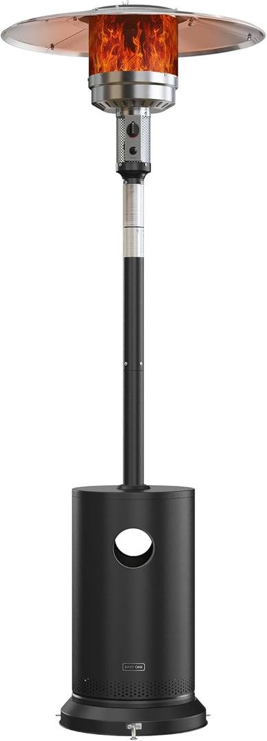 EAST OAK 50,000 BTU Patio Heater for Outdoor Use with Round Table Design, Double-Layer Stainless Steel Burner, Wheels, Triple Protection System, Outdoor Heater for Home and Residential, Black