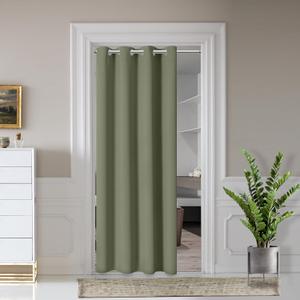 AOSKY Door Curtains for Doorway Privacy, Olive Green Grommet Closet Curtains for Bedroom, Door Window Curtain, Light Blocking Thermal Insulation Drapes for Living Room Set of 1 Panels, 25" W x 80" L