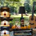 2 x 2 Pack Wireless LED Wine Bottle Lamp with Stopper - 3 Color Stepless Dimming Rechargeable Touch Lights for Liquor Bottles - Black