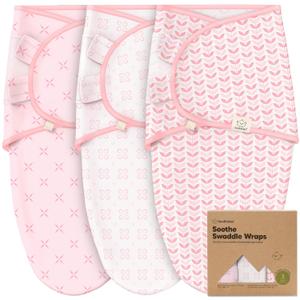 3-Pack Organic Baby Swaddle Sleep Sacks - Swaddles for Newborns, Infant 3-6 Months, Baby Girls, Boys, Soft & Snug Newborn Sleep Sack, Nursery Swaddling Blankets (Blossom, L)