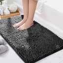 BOANKODU Bathroom Rugs Mat 23" x 14", Ultra Soft Absorbent Bath mat, Quick Dry Machine Washable Chenille Bath Rug, Non Slip Bath Mat for Bathroom Floor, Home Decor Accessories, Black