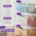 Plastic Storage Containers Clear Craft Storage Bins with Grey Handle,Organizer Box with Durable Lids Stackable Containers for Organizing Craft and Tools (4 Pack-10 Quart Purple)