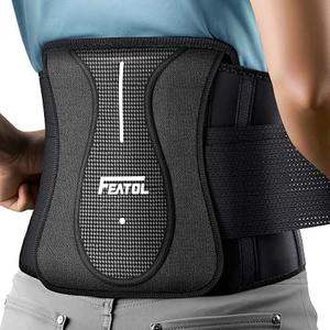 FEATOL Back Brace for Lower Back Pain Wide Coverage 360° Strong Lumbar Support with Removable Pad, Adjustable Waist Support Belt for Men Women, Size L/XL 29.8"-38.6"