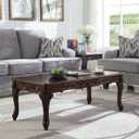 Roundhill Furniture Traditional Ornate Detailing Wood Coffee Table, Dark Cherry, 24"D x 48"W x 18"H