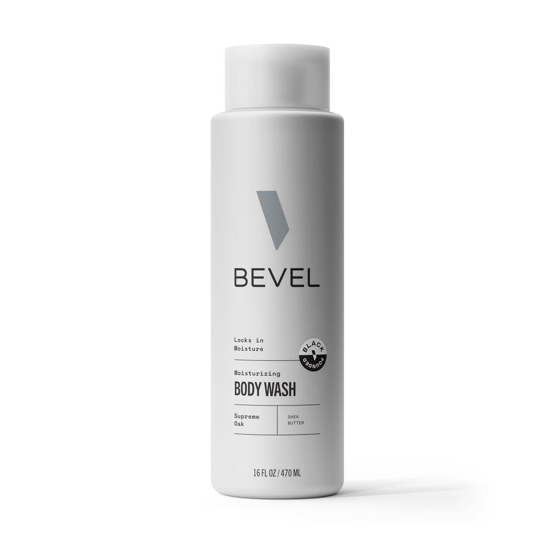 Bevel Moisturizing Body Wash for Men - Supreme Oak Scent with Shea Butter, Vitamin B, and Coconut Oil, 16 Oz