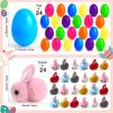 LEASEN 24 Pack Easter Egg Fillers with Plush Bunny Toys Inside, Easter Eggs Filled with Plush Toys Inside, Mini Bunny Stuffed for Easter Hunt, Easter Party Favor, Basket Stuffers Fillers