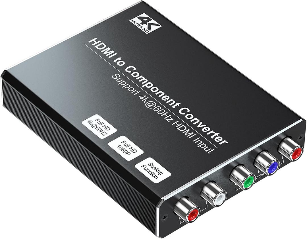 4K HDMI to Component Converter with Scaling Function, HDMI to YPbPr Converter Support 4K/60Hz Input, Support 480i/576i Component Output, Compatible with DVD/PS3/PS4/PS5/Amazon Fire TV Sticks