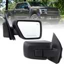 Right Passenger Side Door Mirror Compatible With 2021 2022 2023 2024 2025 Ford F150 With Power Glass Manual Folding Heated Blind Spot Temperature Sensors Matte Black Replace#ML3Z17682VA (9 Pins)