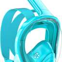 QingSong Kids Snorkel Mask Full Face, Snorkeling Set with Camera Mount, Foldable 180 Degree Panoramic View Snorkeling Gear Anti-Fog Anti-Leak (X-Small, Scuba Blue)