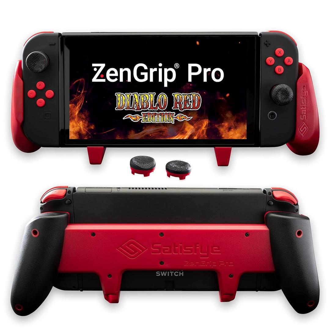 Satisfye - ZenGrip Pro Gen 3 OLED, a Switch Grip Compatible with Nintendo Switch - Comfortable & Ergonomic Grip, Joy Con & Switch Control. #1 Switch Accessories Designed for Gamers (Red)