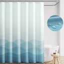 jinchan Ombre Light Blue Ocean Wave Shower Curtain Waterproof Fabric Shower Curtains for Bathroom Gradual Color Design Nautical Coastal Beach Bath Decor with 12 Hooks 70x72 Inches