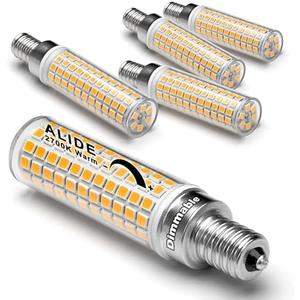 ALIDE Dimmable E12 100 Watt Equivalent LED Candelabra Bulbs C7,2700K Warm White,1000LM T6 E12 10W LED Ceil Fan Light Bulbs for Chandelier Pendant Lighting Salt Lamp,4 Pack