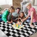 Checkered Area Rugs for Bedroom Living Room,4x6 Black and White Fluffy Soft Checkered Rug Fuzzy Shag Shaggy Carpet, Indoor Plush Floor Rugs for Kids Boys Girls Teen Dorm Nursery Home Decor