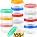 12 Pack Freezer Containers with Screw On Lids, 10oz Stackable Reusable Food Storage Container, Airtight Plastic Storage Containers with Twist Top Lids for Food Sauce Jello Soup
