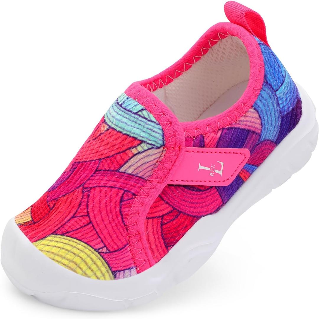 L-RUN Cozy Toddler Slippers Wide Barefoot Kids House Shoes Corduroy Boys Girls Winter Shoes for Indoor and Outdoor Play