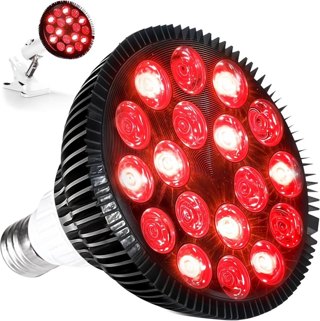 LifePro Red Light Therapy Lamp - Infraglow Infrared Red Light Therapy Bulb with 660nm and 850 nm Wavelength -18 LEDs & Clip-On Lamp - at Home Infrared Bulb for Daily Wellness and Relaxation
