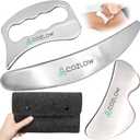 COZLOW 3-in-1 Muscle Scraper Tool Set - Skin Scraping Massage Tools for IASTM Therapy - Deep Tissue Gua Sha for Soft Tissue Mobilization, Fascia & Myofascial Release - Stainless Steel Metal Blades