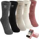 5 Pairs Fuzzy Soft Cozy Comfortable Socks for Women, Casual Sleep Comfy Socks, Perfect Warm Winter Gifts for Women (Solid Color-bow)