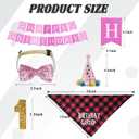 16 Pcs Cat Birthday Party Supplies, Cat Birthday Bandana with Number Hat, Banner, Bow Tie, Balloons (Pink)